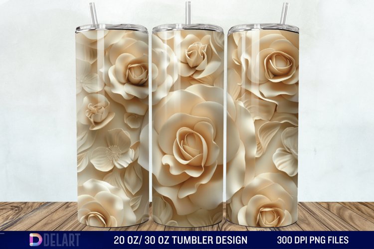 3D Flower Seamless Roses Tumbler Wrap example image 1