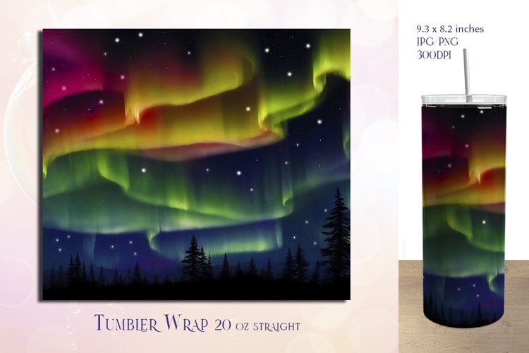 Northern lights Tumbler Wrap Sublimation
