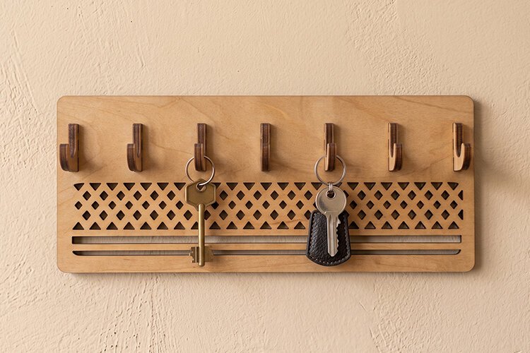 Laser Cut Key Holder SVG - Wall Hook Rack File example image 1