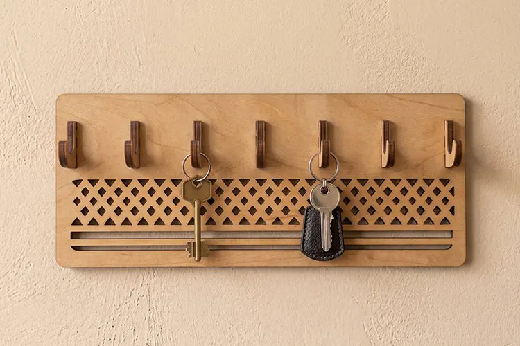Laser Cut Key Holder SVG - Wall Hook Rack File