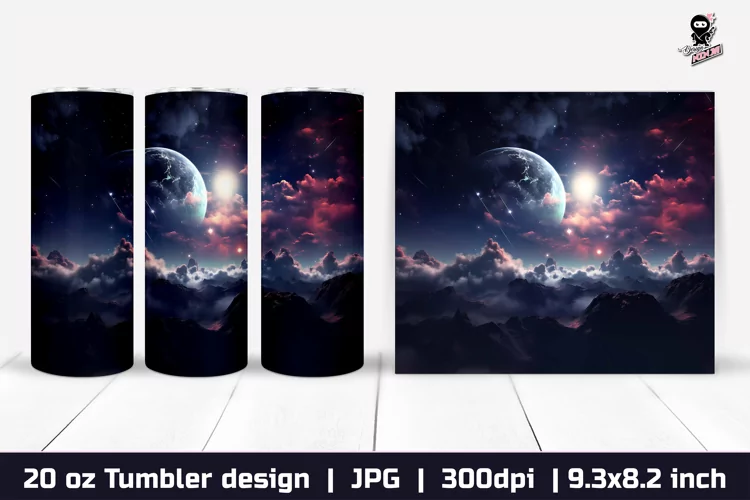 Galaxy Tumbler, Space Tumbler Sublimation Wrap Design