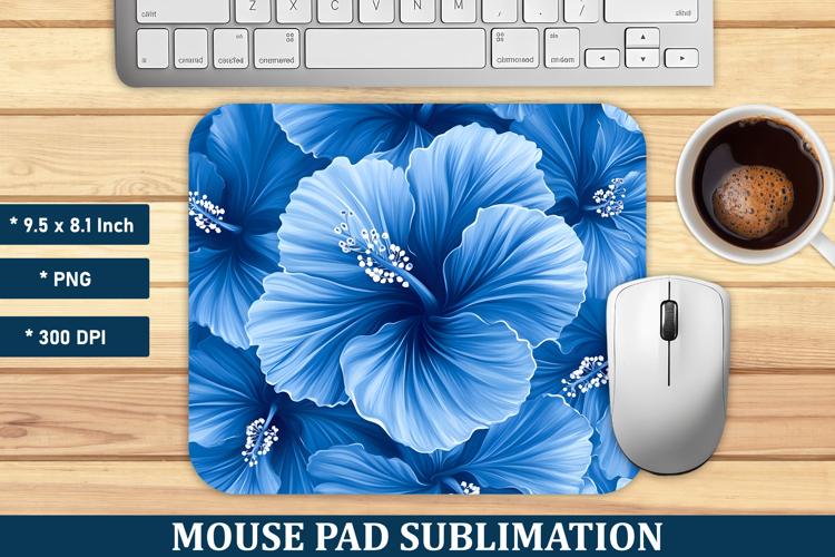 Blue Hibiscus Flower Mouse Pad | Mouse Pad Sublimation