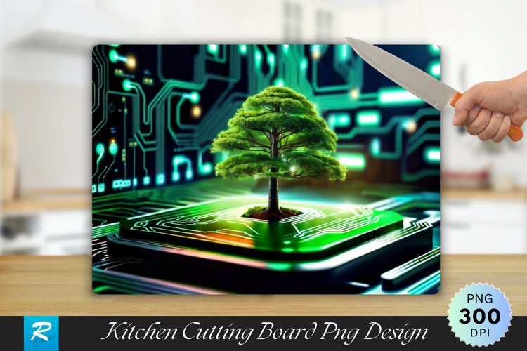 Tree Growing Cutting Board Sublimation Design example image 1