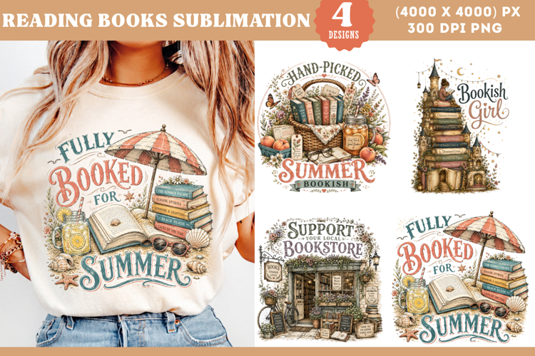 Summer Book Lover Reading Sublimation PNG
