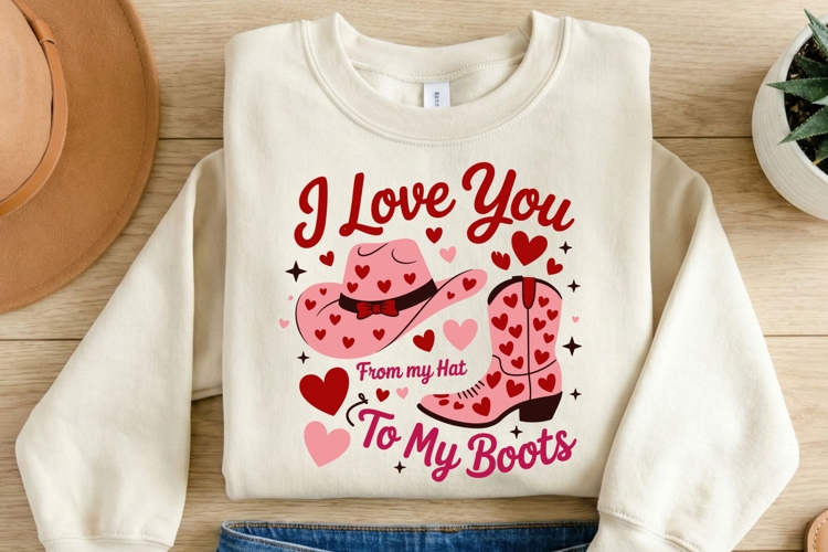 I Love You From My Hat to My Boots PNG, Western Valentine Sh