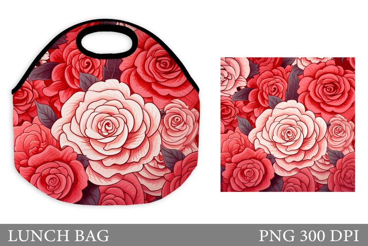 Rose Lunch Bag Design. Flowers Lunch Bag Sublimation