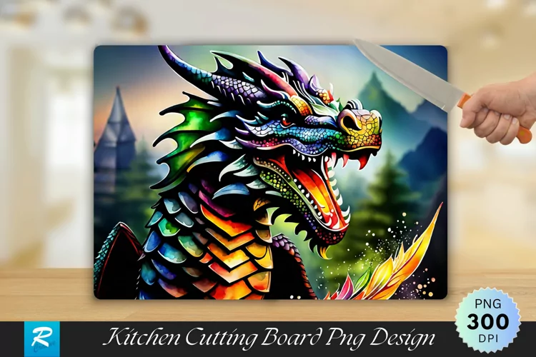 Dragon Cutting Board Sublimation Design