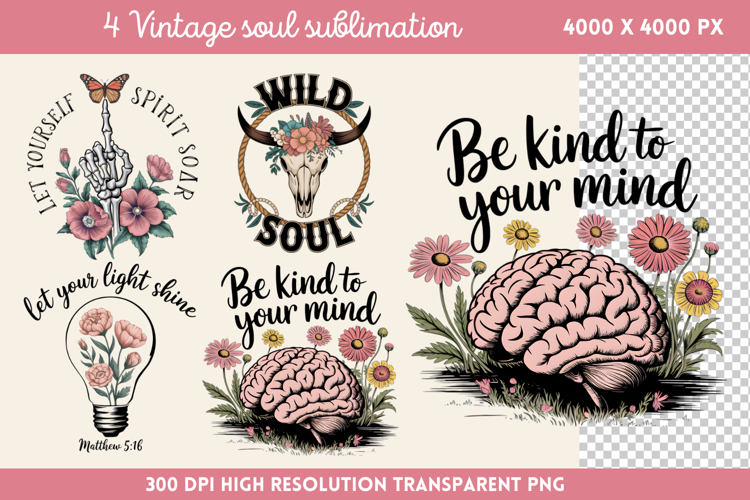 Vintage soul sublimation PNG