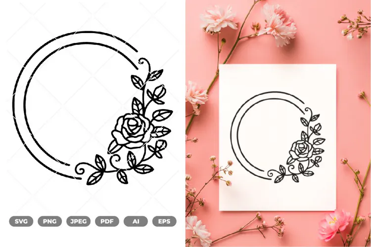 Floral Frame SVG & Clipart