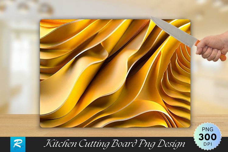 Golden Silky Waves Cutting Board Sublimation Design