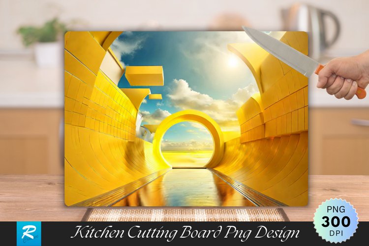 Yellow Tunnel with a Sky Cutting Board Sublimation Design example image 1