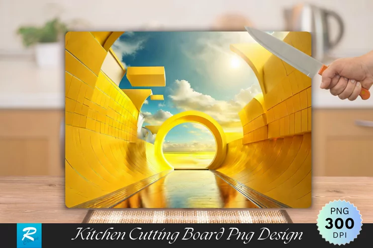 Yellow Tunnel with a Sky Cutting Board Sublimation Design