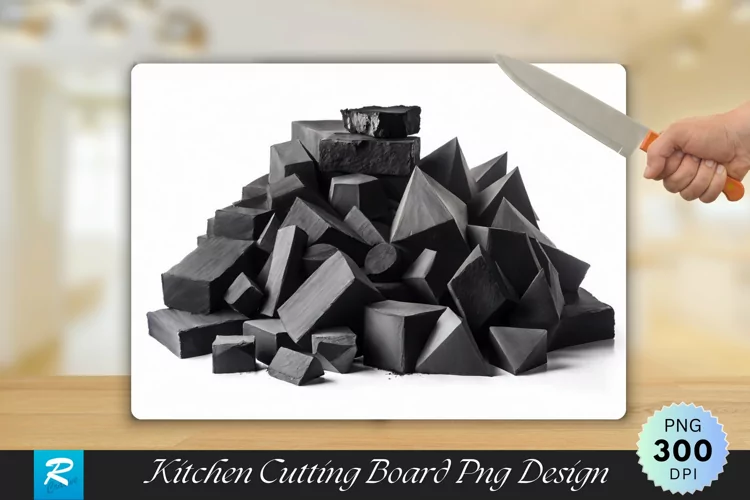 Charcoal Isolated on White Cutting Board sublimation Design