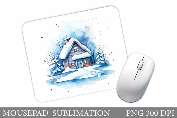 Winter House Mouse Pad Design. Winter Mouse Pad Sublimation