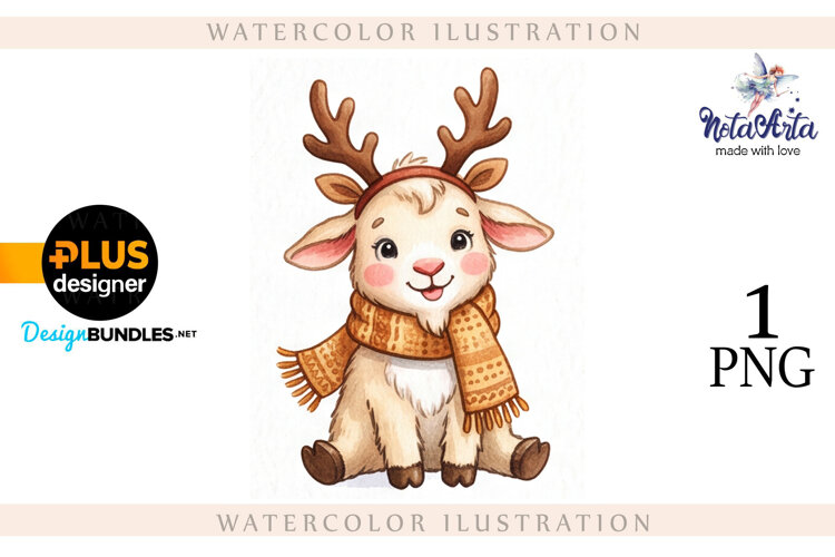 Christmas Sheep in Watercolor Style example image 1