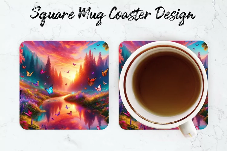 Butterflies Mug coaster | Coaster | Sublimation