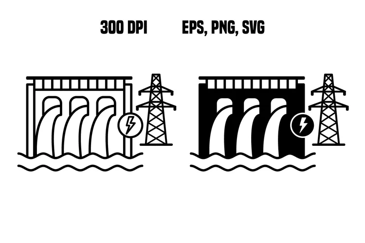 Hydroelectric Power Plant Icons