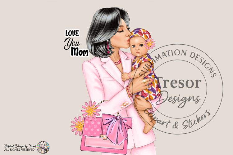 Mom Life Fashion Clipart Mother and Baby Love sublimation