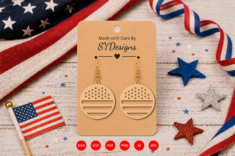 4th of July Earrings SVG Laser Cut