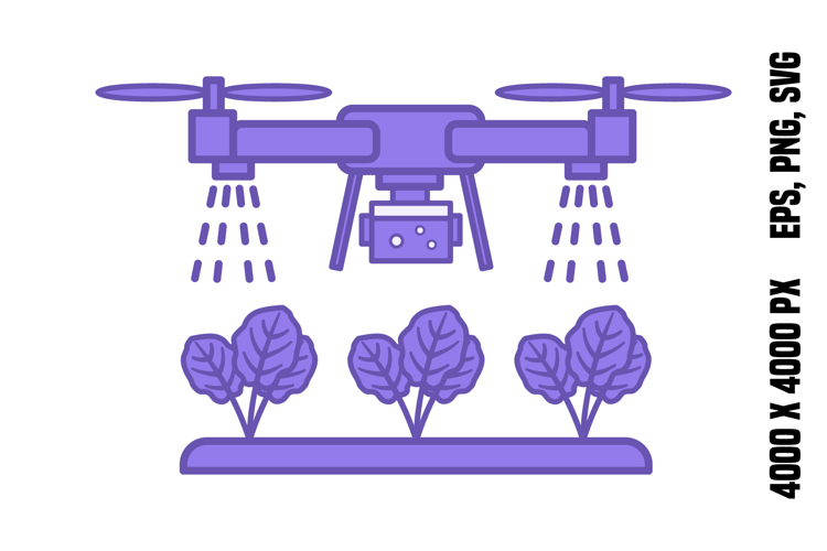 Purple Crop Spraying Drone Icon