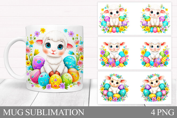 Lamb Easter Mug Sublimation. Easter Lamb Mug Design example image 1