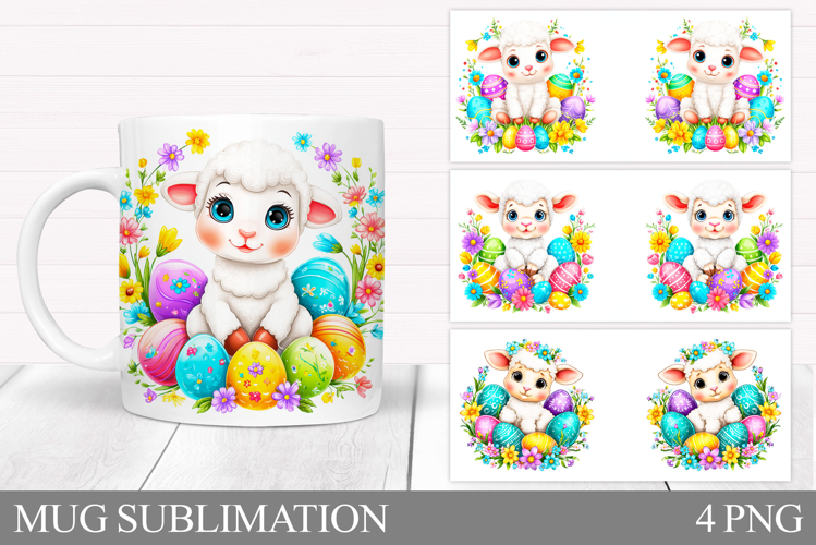 Lamb Easter Mug Sublimation. Easter Lamb Mug Design