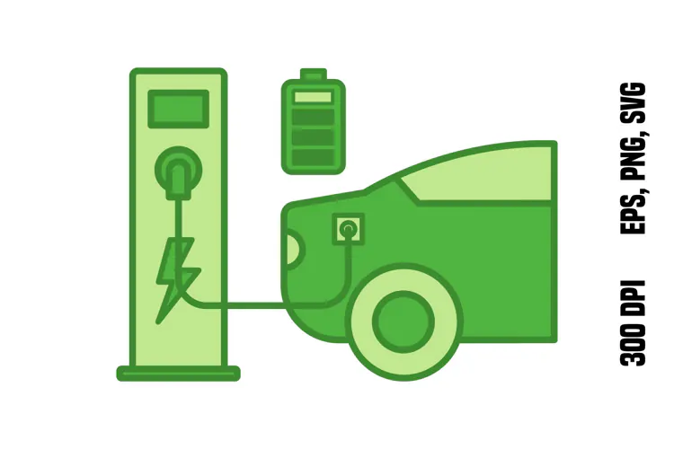 Green EV Charging Point Icon