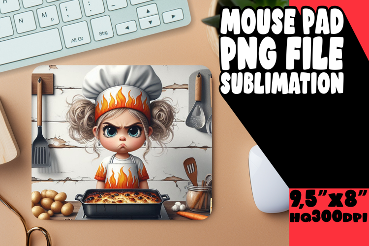 Cheerful Desk Mat Sublimation, Girl Grumpy