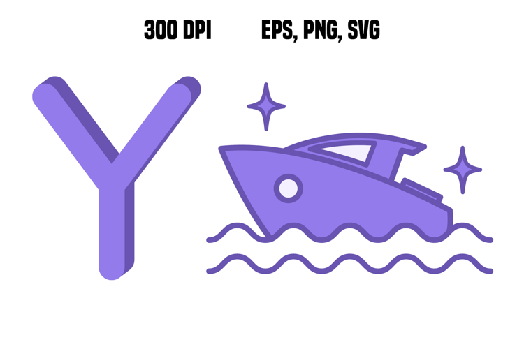 Purple Letter Y and Yacht