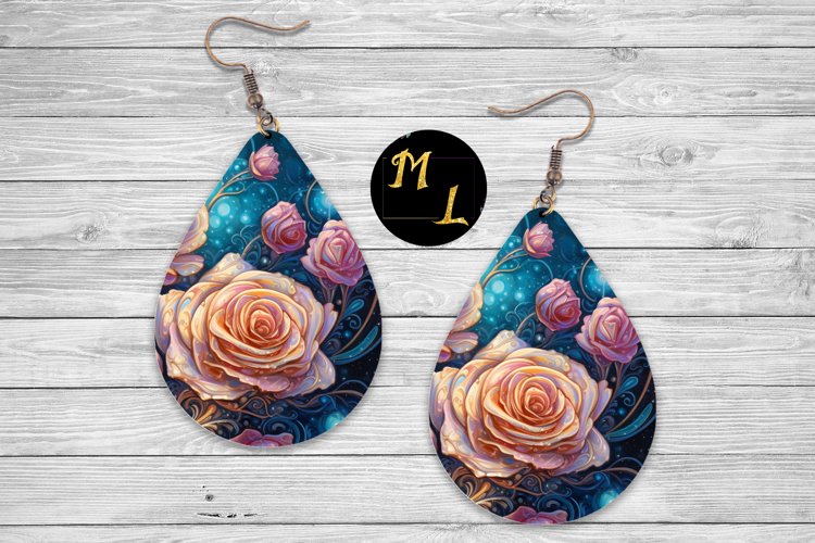 Cosmic Roses Earrings design,Flowers Earrings sublimation