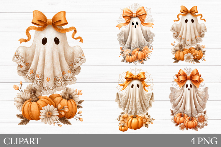 Cute Fall Ghost Clipart. Halloween Ghost Clipart