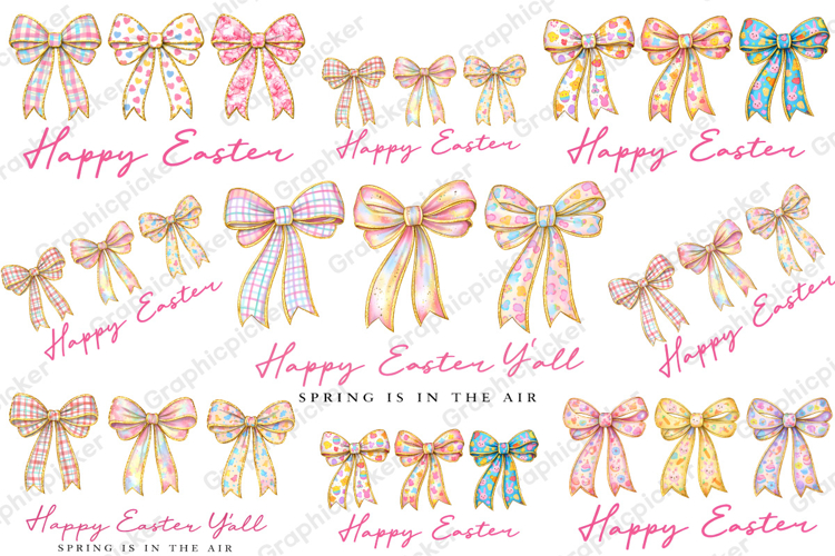 Happy Easter Yall PNG, Brushstroke Easter PNG, Easter Bow