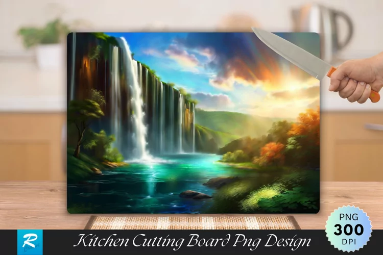 Water Falling Cutting Board Sublimation Design
