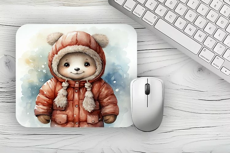 christmas bear Mousepad PNG, Animal Mousepad Sublimation Des