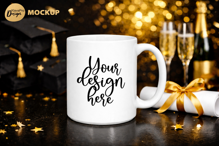 Graduation Mug Mockup White Coffee Cup Celebration Mockup