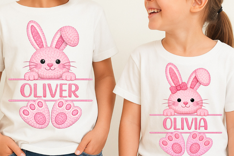 Easter Bunny Split Monogram Sublimation, Happy Easter PNG