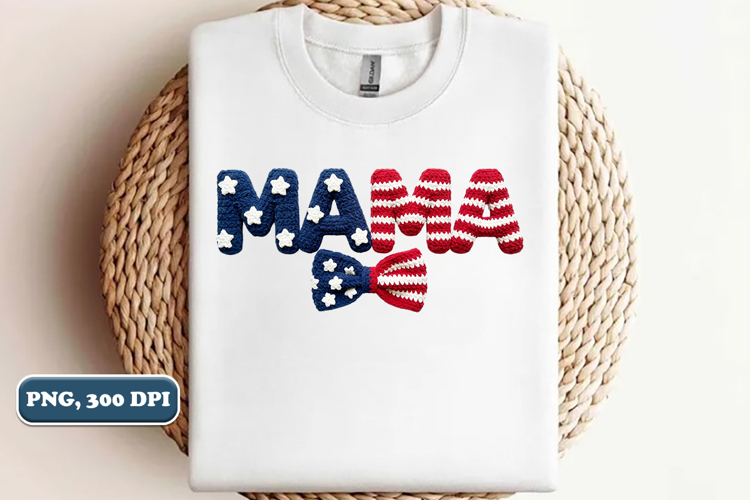 Coquette Mama USA Flag Faux yarn PNG