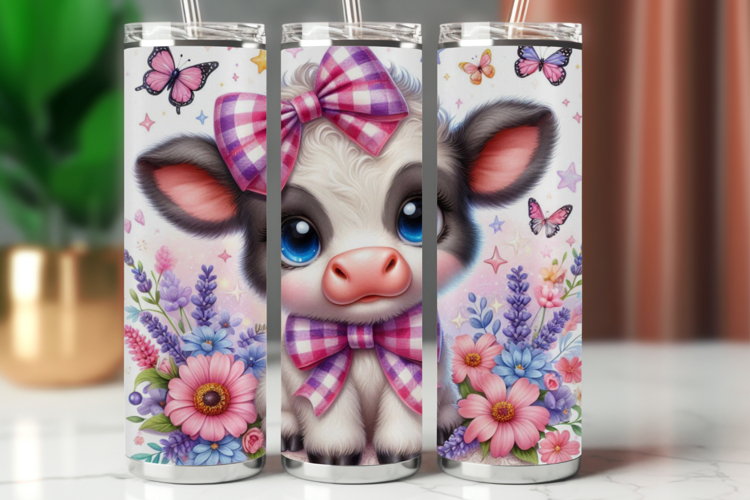 Tumbler Wrap 20 oz - floral highland cow