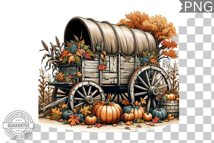 Fall Wagon Garden Sublimation - Fall Clipart PNG Design