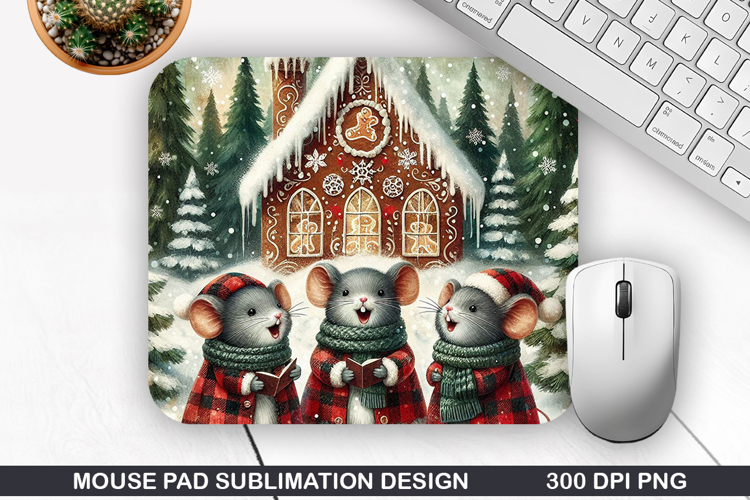 Trio Of Mice Mouse Pad Sublimation, Christmas Mouse Pad PNG