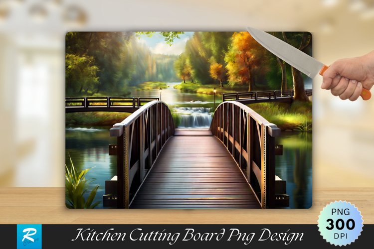 Bridge On A River Cutting Cutting Board PNG Design example image 1