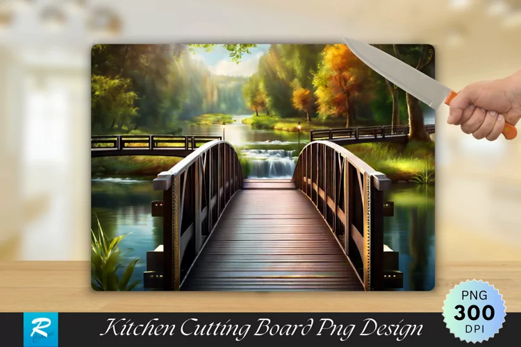 Bridge On A River Cutting Cutting Board PNG Design