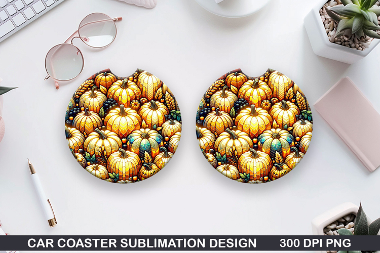 Pumpkins Car Coaster Sublimation| Halloween Coaster PNG