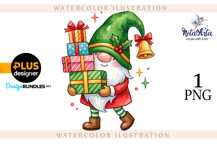 Watercolor Christmas gnomes, Christmas Gnomes