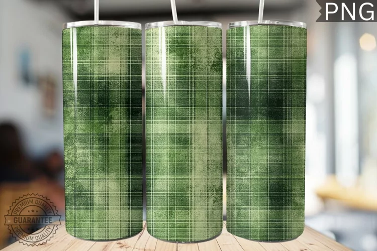 Green Plaid Tumbler Wrap - High Quality 300 Dpi
