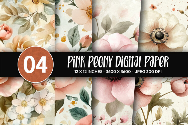Pink Peony Digital Paper example image 1