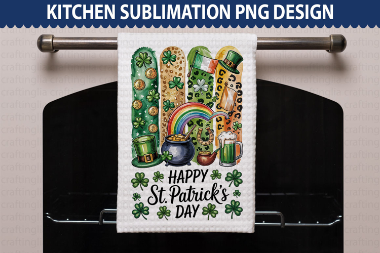Happy St. Patricks Day Kitchen Towel - Brushstroke PNG