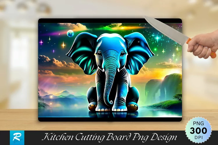Elephant Cutting Board Sublimation Design
