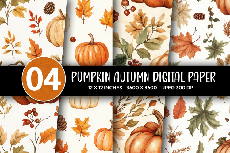 Pumpkin Autumn Digital Paper