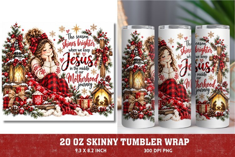 Blessed Mama Christmas 20oz Tumbler Wrap, Christian Mom Chri example image 1